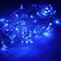 Dekoracja Świetlna Zewnętrzna Niebieska - 100 LED, Łączna, Wysoko Odporna na Warunki Atmosferyczne, Energooszczędna, z Gniazdem 