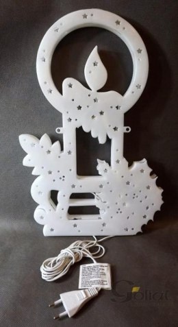 Dekoracyjna Świetlna Wisząca Figurka Świeca z 35 Lampkami, Kolor Biały, Zasilanie Sieciowe