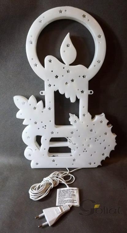 Dekoracyjna Świetlna Wisząca Figurka Świeca z 35 Lampkami, Kolor Biały, Zasilanie Sieciowe