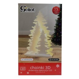 Drewniana Choinka 3D z LED, Zasilana Bateryjnie