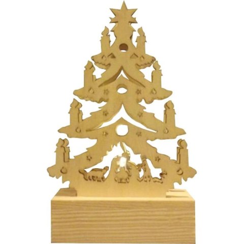 Drewniana Choinka-Świecznik z LED Białym, Zasilany Baterią