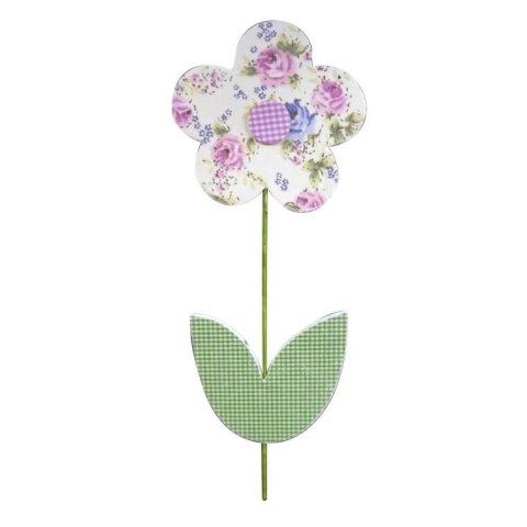 Drewniana Dekoracja Kwiat-Pik w Kolorze Zielono-Wrzosowym