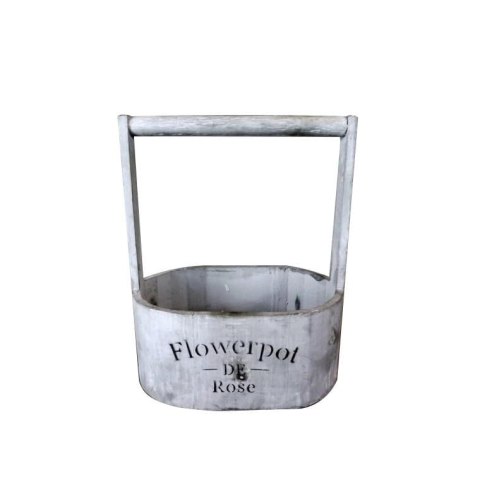 Drewniana Osłonka z Uchwytem - Owalna, Kolor Szary, Rozmiar Średni, 28x22x15 cm