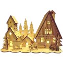 Drewniana Szopka Świąteczna z Białym Oświetleniem LED