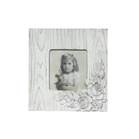 Drewniana kwadratowa ramka na zdjęcia z wypukłym dekorem 13,2x13,2 cm