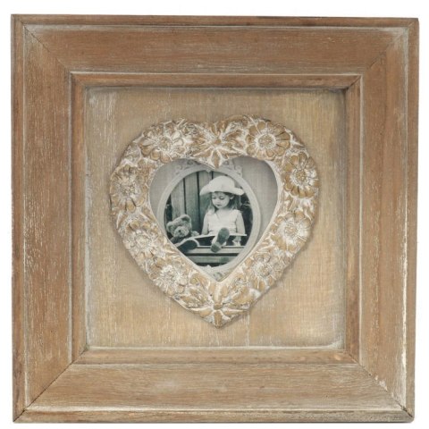 Drewniana stojąca ramka na zdjęcie kolorze brązowym 19.5x19.5 cm