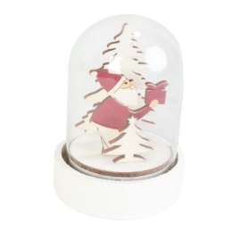 Drewniany Mikołaj w Kopule z LED - Dekoracja Świąteczna na Baterie, Kolor Czerwony