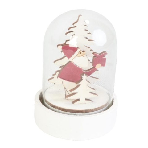 Drewniany Mikołaj w Kopule z LED - Dekoracja Świąteczna na Baterie, Kolor Czerwony