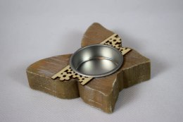 Drewniany Świecznik Tealight w Kształcie Motylka - Wielkanocny Decor Brązowy