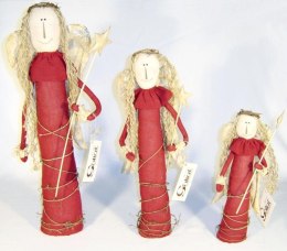 Duży Anioł Dekoracyjny z Gwiazdą w Kolorze Bordowo-Beżowym