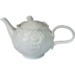 Elegancki Biały Dzbanek do Herbaty z Dekoracją Różowej Róży