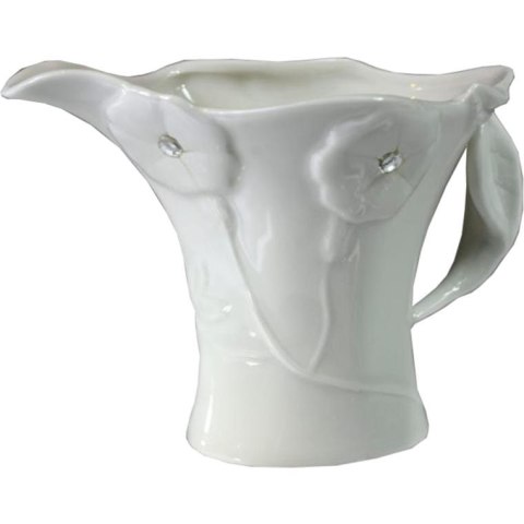 Elegancki Biały Mlecznik z Kwiatowymi Dekoracjami i Cyrkoniami