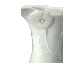 Elegancki Biały Mlecznik z Kwiatowymi Dekoracjami i Cyrkoniami