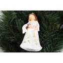 Figurka Dekoracyjna Anioł Opiekun z Aniołkiem Biała Polirezyna