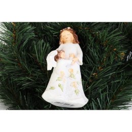 Figurka Dekoracyjna Anioł Opiekun z Aniołkiem Biała Polirezyna