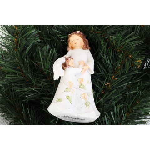 Figurka Dekoracyjna Anioł Opiekun z Aniołkiem Biała Polirezyna