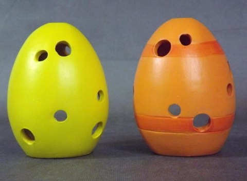 Jajko ceramiczne z zajączkiem lampion w kolorze żółtym 10x7 cm