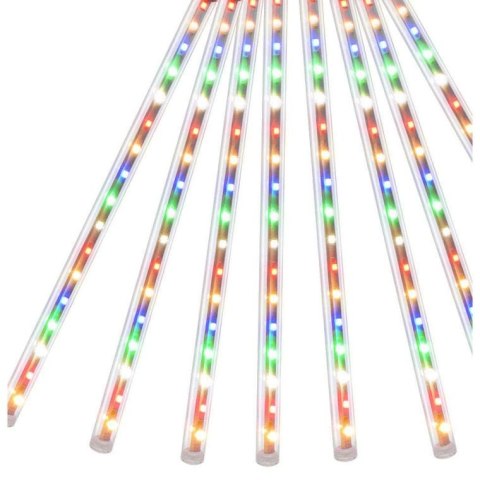 Kolorowe Meteory Świetlne na Zewnątrz - Dekoracyjne Lampy LED 100cm, zestaw 10 sztuk.