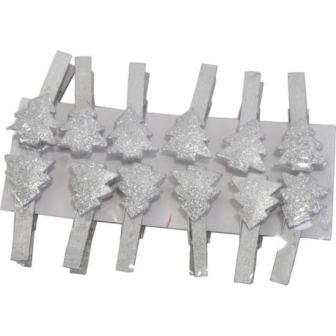 Komplet 12 choinek na klamerkach 5 cm