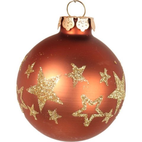 Komplet 16 Bombek Plastikowych Koloru Brązowego o Śr. 6cm w Złotym Kartoniku