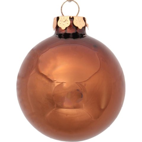 Komplet 16 Bombek Plastikowych Koloru Brązowego o Śr. 6cm w Złotym Kartoniku