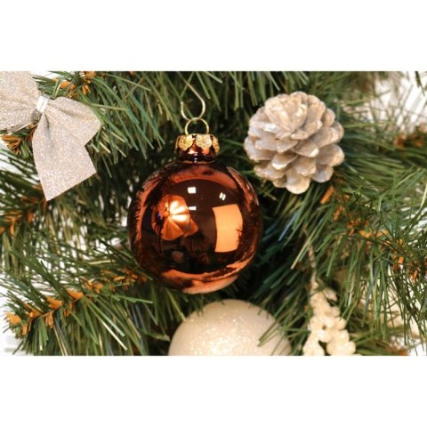 Komplet 16 Bombek Plastikowych Koloru Brązowego o Śr. 6cm w Złotym Kartoniku