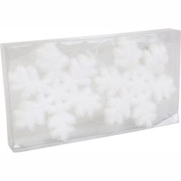 Komplet 2 Białych Opalizujących Śnieżynek Styropianowych 11cm w Boxie PVC