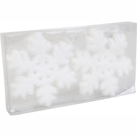 Komplet 2 Białych Opalizujących Śnieżynek Styropianowych 11cm w Boxie PVC