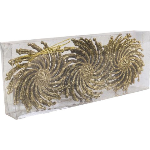 Komplet 3 brokatowych ozdób złotych