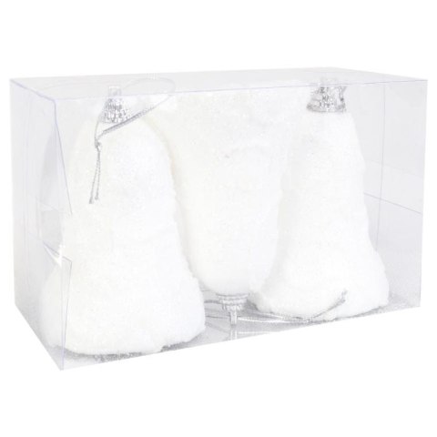 Komplet 3 dzwonków śnieżnych z brokatem 7 cm