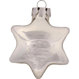 Komplet 4 Srebrnych Bombek Szklanych w Kształcie Gwiazd