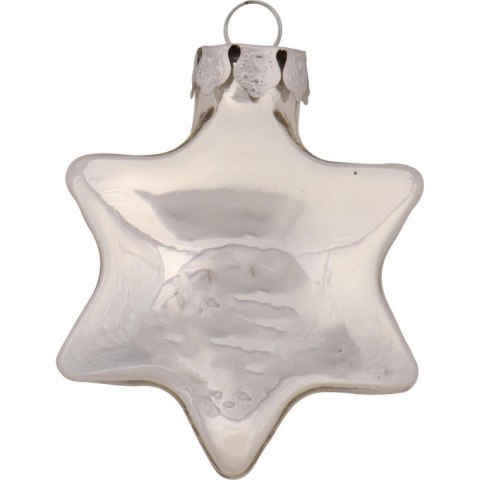 Komplet 4 Srebrnych Bombek Szklanych w Kształcie Gwiazd