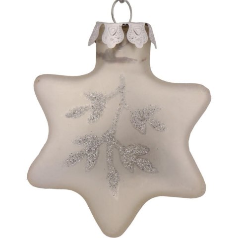 Komplet 4 Srebrnych Bombek Szklanych w Kształcie Gwiazd