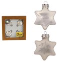 Komplet 4 Srebrnych Bombek Szklanych w Kształcie Gwiazd