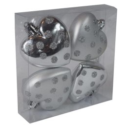 Komplet 4 Srebrnych Bombek w Kształcie Serca