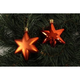 Komplet 4 pomarańczowych gwiazd, bombek gładkich, plastikowych o wysokości 7 cm