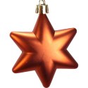 Komplet 4 pomarańczowych gwiazd, bombek gładkich, plastikowych o wysokości 7 cm