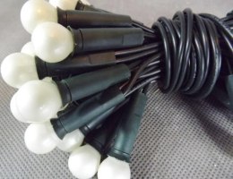 Komplet 50 Białych Lampek-Kulek Perłowych na Zielonym Kablu 220V-240V, 3m Długości, do Użytku Wewnętrznego