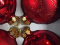 Komplet 6 Eleganckich Bombek Choinkowych 80mm w kolorze Czerwonym - Trzy z Połyskiem, Trzy Matowe z Srebrnym Brokatem