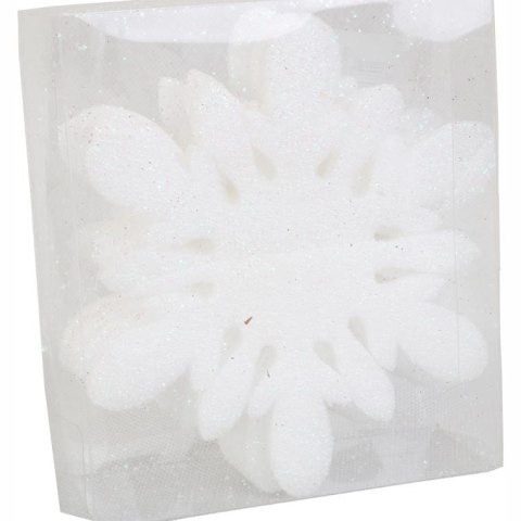 Komplet 6 Opalizujących Piankowych Zawieszek w Kształcie Śnieżynek 11cm w Boksie PVC