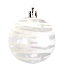 Komplet 6 Przeźroczystych Bombek Plastikowych z Dekorem, Kolor Biały, 6 cm