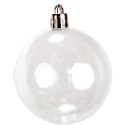 Komplet 6 Przeźroczystych Bombek Plastikowych z Dekorem, Kolor Biały, 6 cm