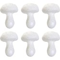 Komplet 6 Śnieżnobiałych Grzybków Styropianowych w Opalizującym Boksie PVC