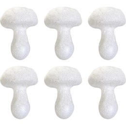 Komplet 6 Śnieżnobiałych Grzybków Styropianowych w Opalizującym Boksie PVC