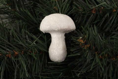 Komplet 6 Śnieżnobiałych Grzybków Styropianowych w Opalizującym Boksie PVC