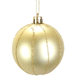 Komplet 6 bombek plastikowych z dekorem złotych
