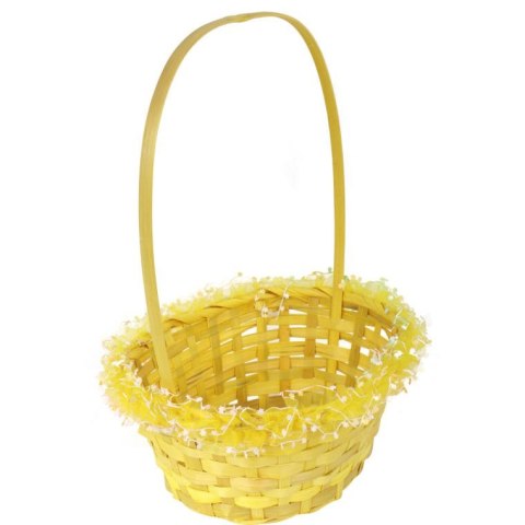 Koszyczek do święconki wykończony tiulową falbanką z kwiatkami 25x22x35 cm