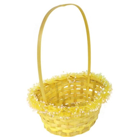 Koszyczek do święconki wykończony tiulową falbanką z kwiatkami 29x24x40 cm