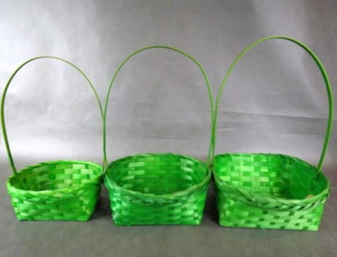 Koszyk prostokątny z pałąkiem w kolorze zielonym 20X16X34 cm