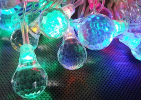 Kryształowe Lampki Choinkowe LED 40szt z Programatorem 8 Funkcji, Multi Kolorowe, Zasilanie 24V, Długość 4m